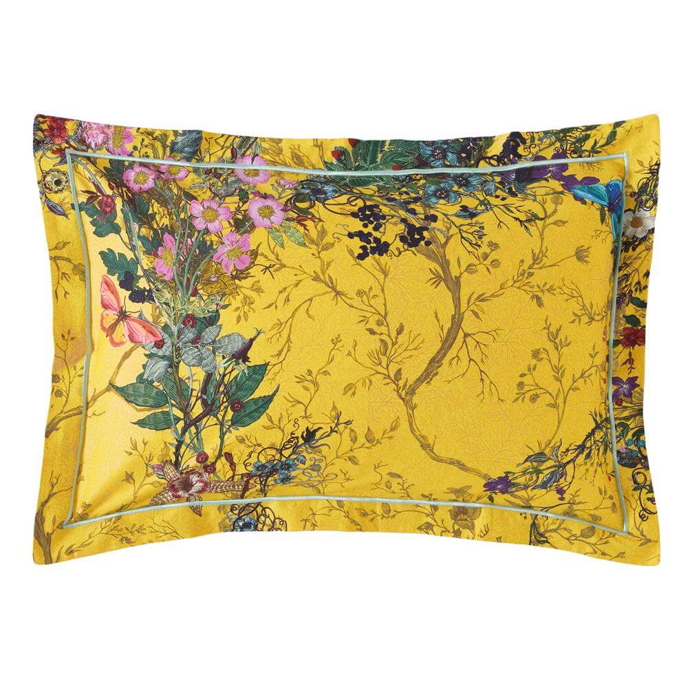 Timorous Beasties Bloomsbury Garden Cadmium Pair of Oxford Pillowcases